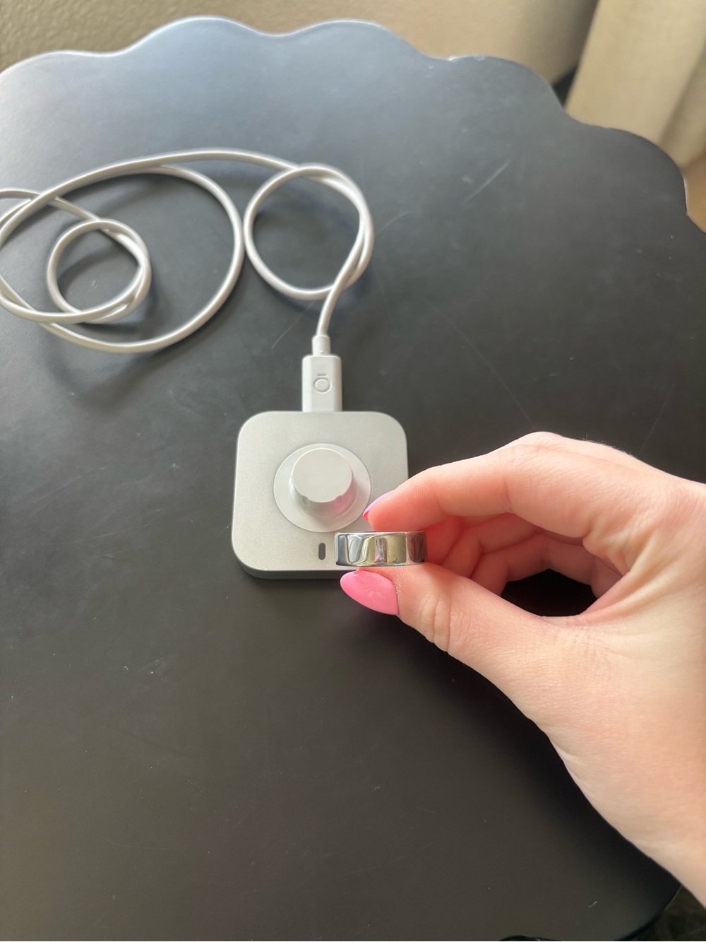 Oura Silver Ring with Charging Dock